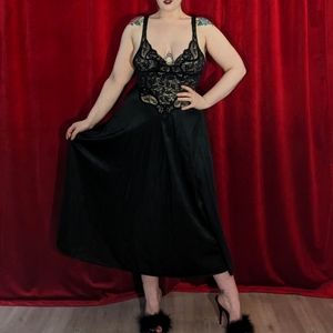 Vintage Olga Black Lace Nightgown